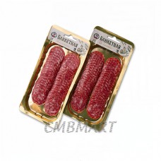 Dry-cured sausage "Banquet", sliced. 100 g